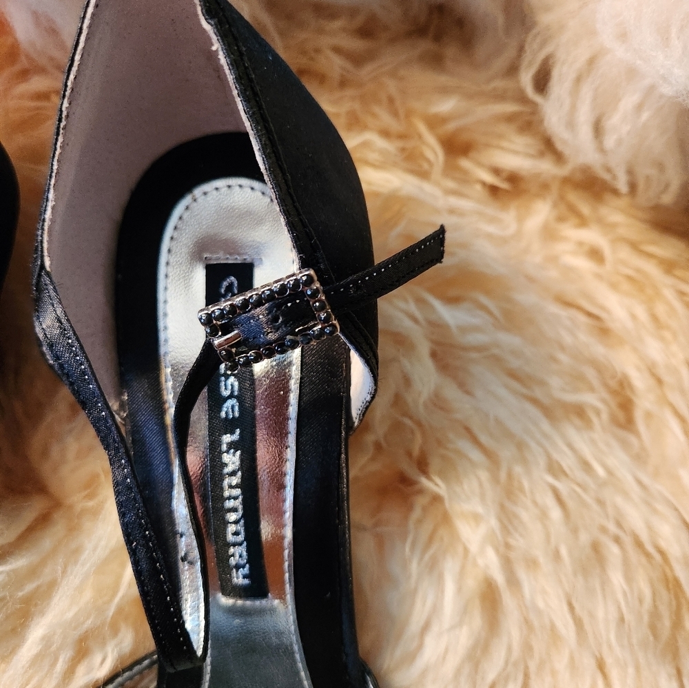 Chinese Laundry Blaze Women's Satin Stilettos w/ Straps Black - Picture 7 of 8